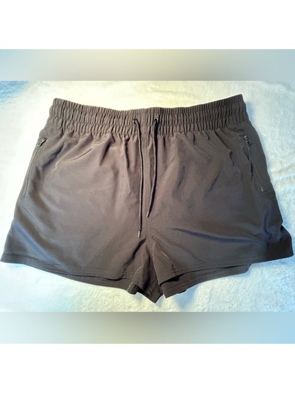 OP Black Elastic Waist and Drawstring Shorts with 3 zippered Pockets